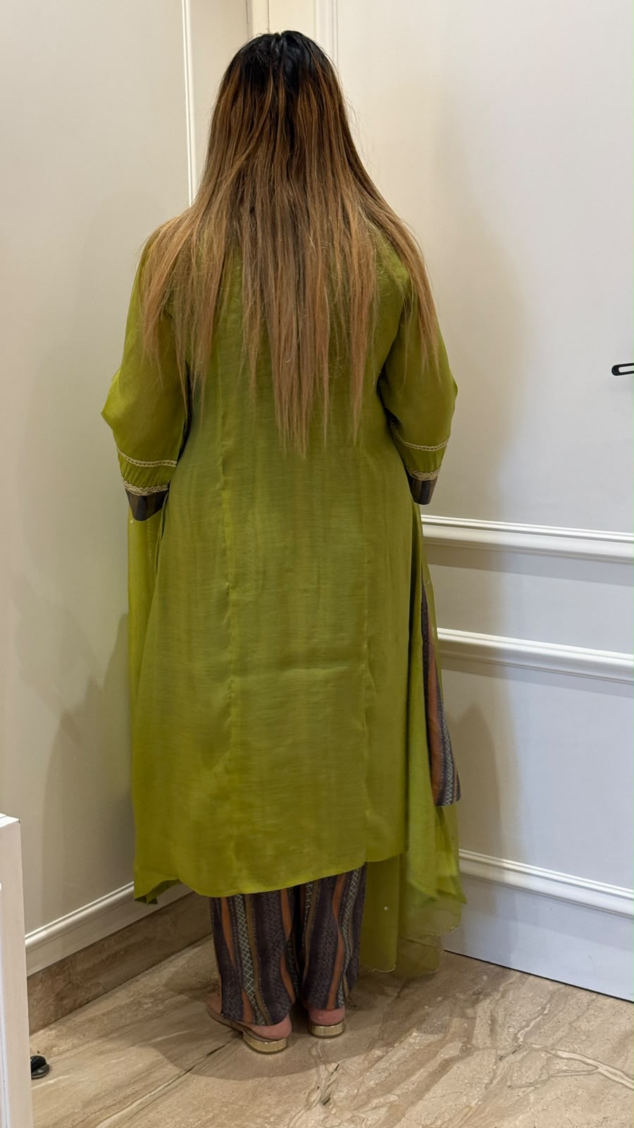 Mysha A-Line Cotton Suit Set- Green