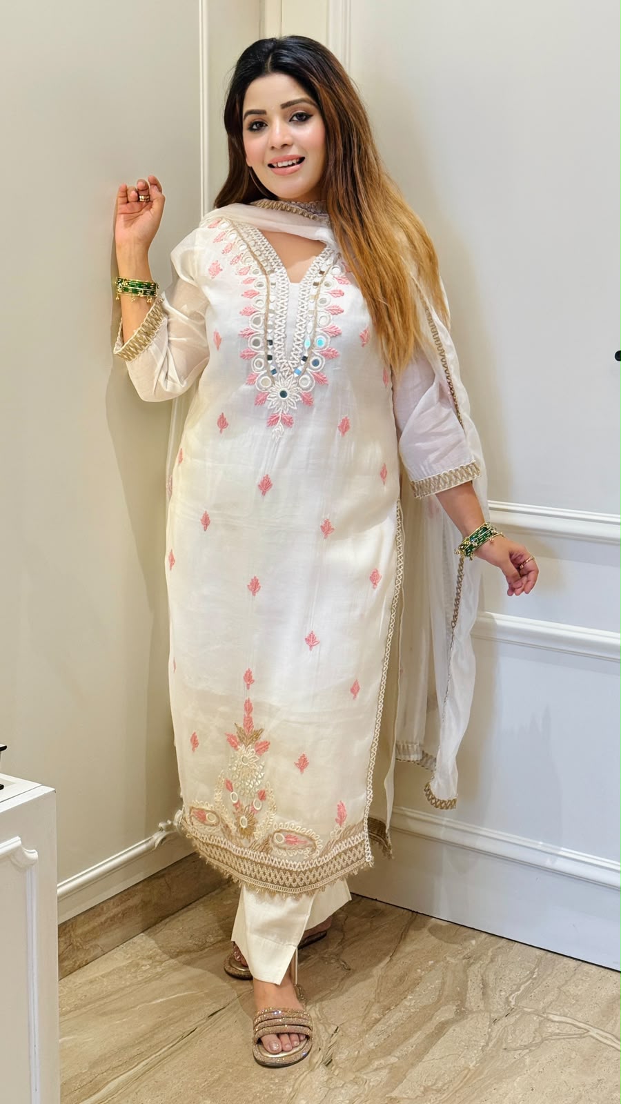 Misha Cotton Suit Set- White