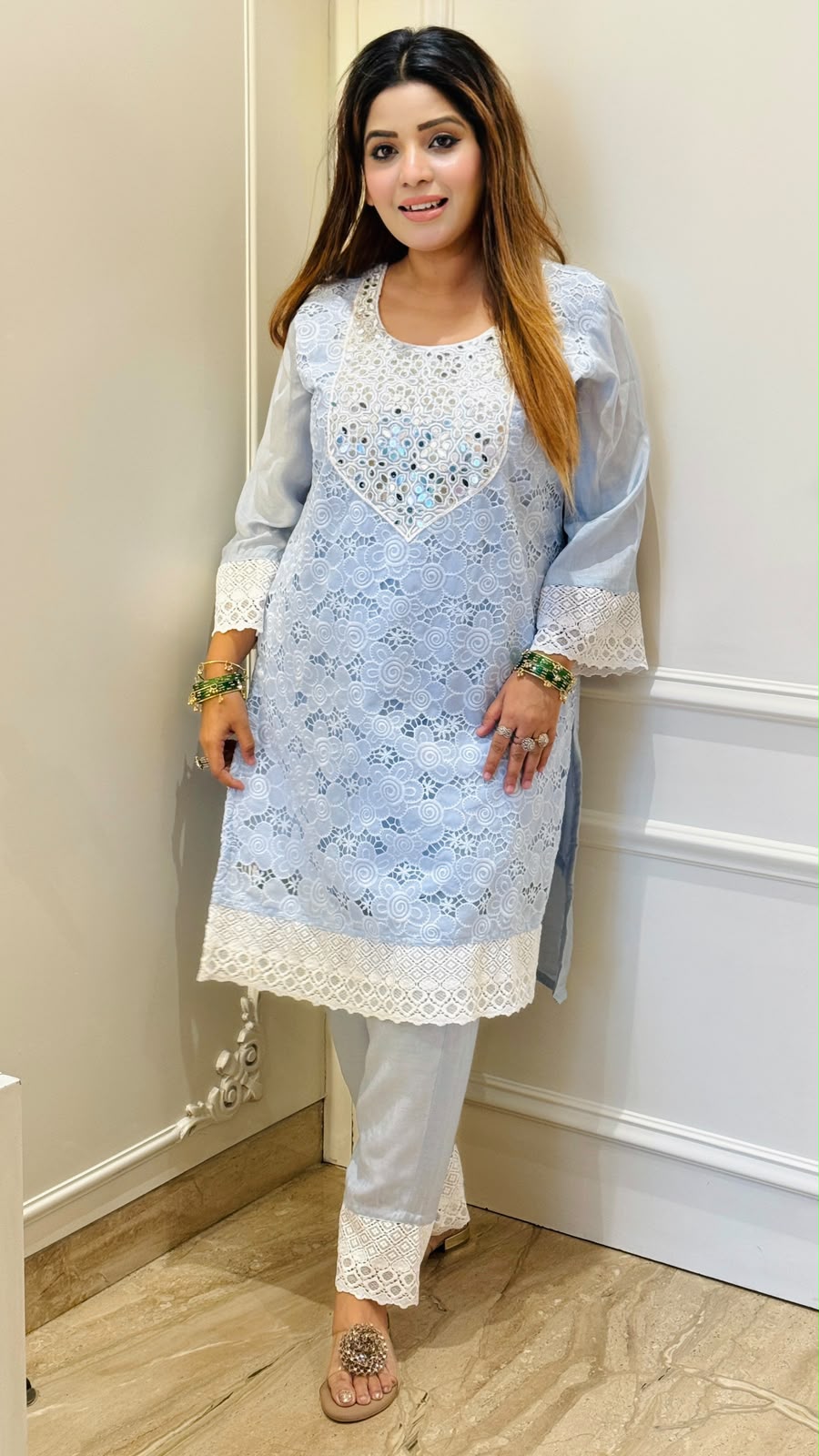 Krisha Schiffli Cordset- Blue