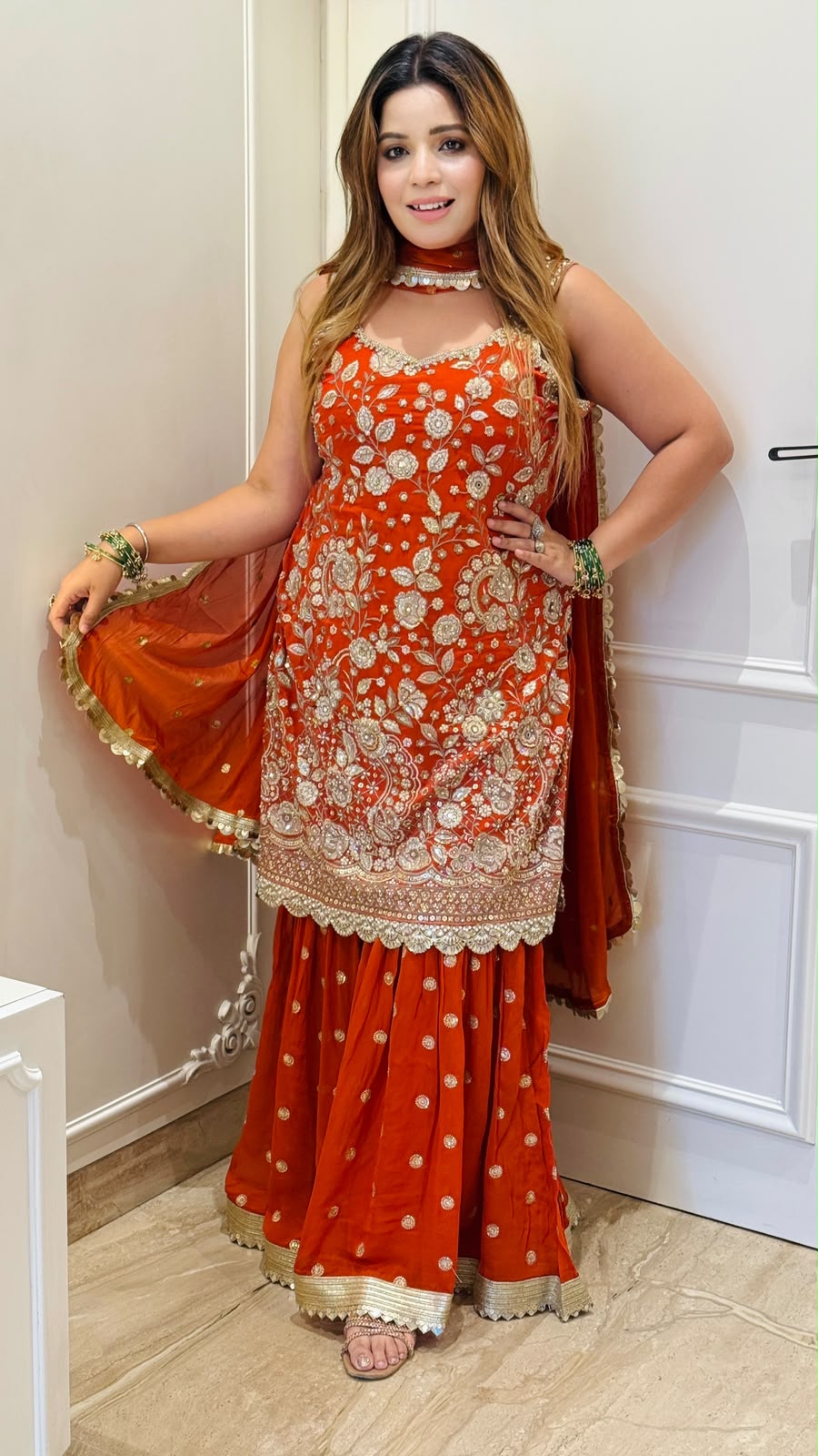 Shanvi Sharara Suit Set- Red
