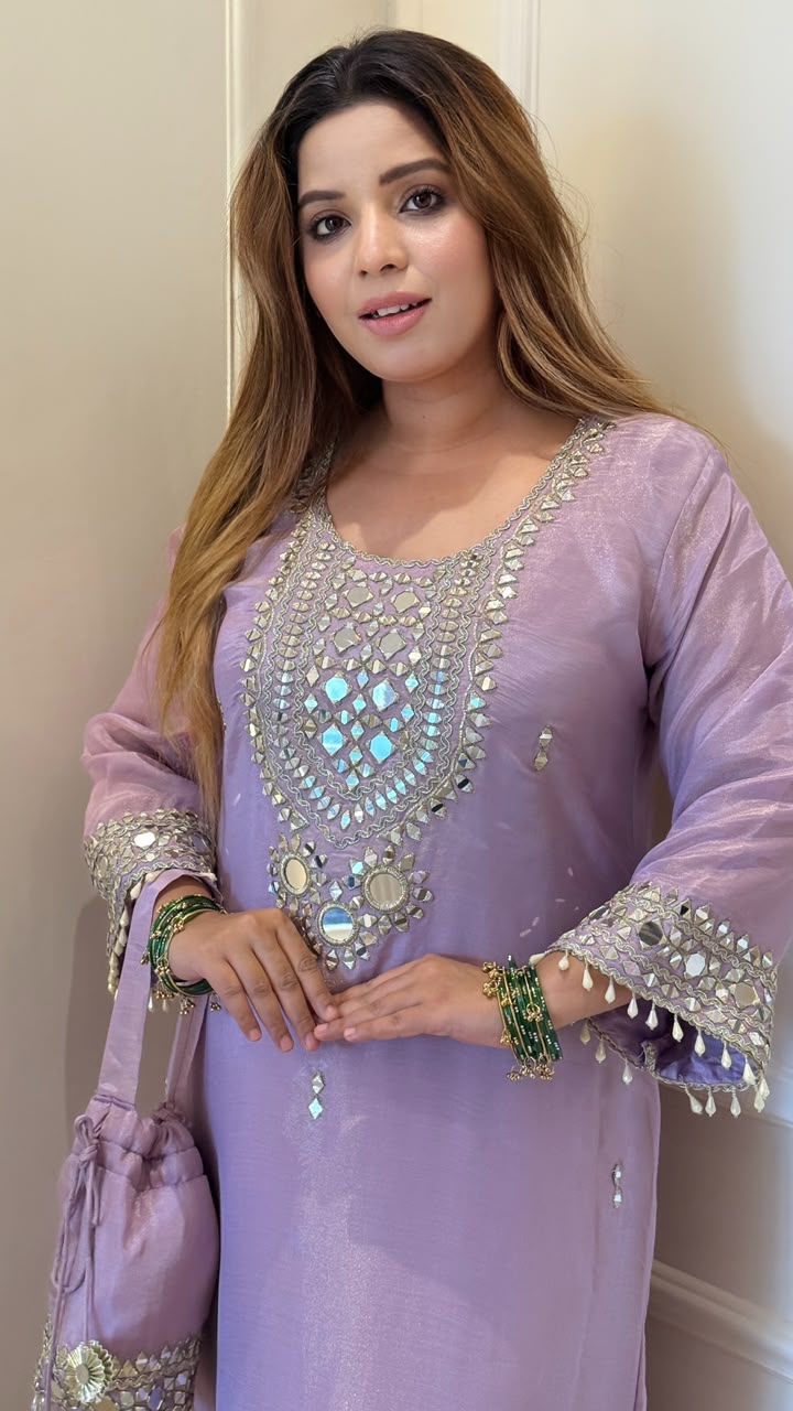 Ameera Shimmer Firaan Set- Lavender