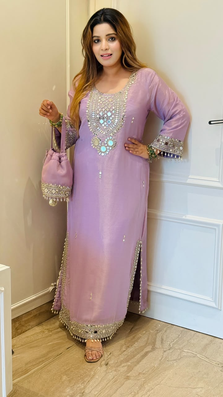 Ameera Shimmer Firaan Set- Lavender