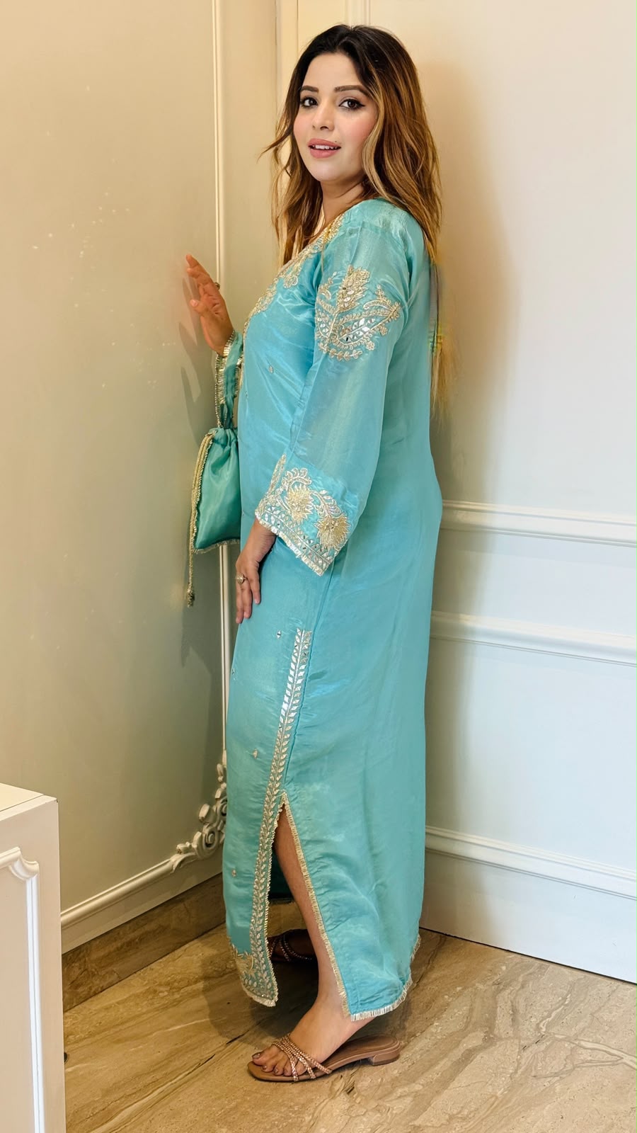 Kashika Shimmer Firaan Set- Blue