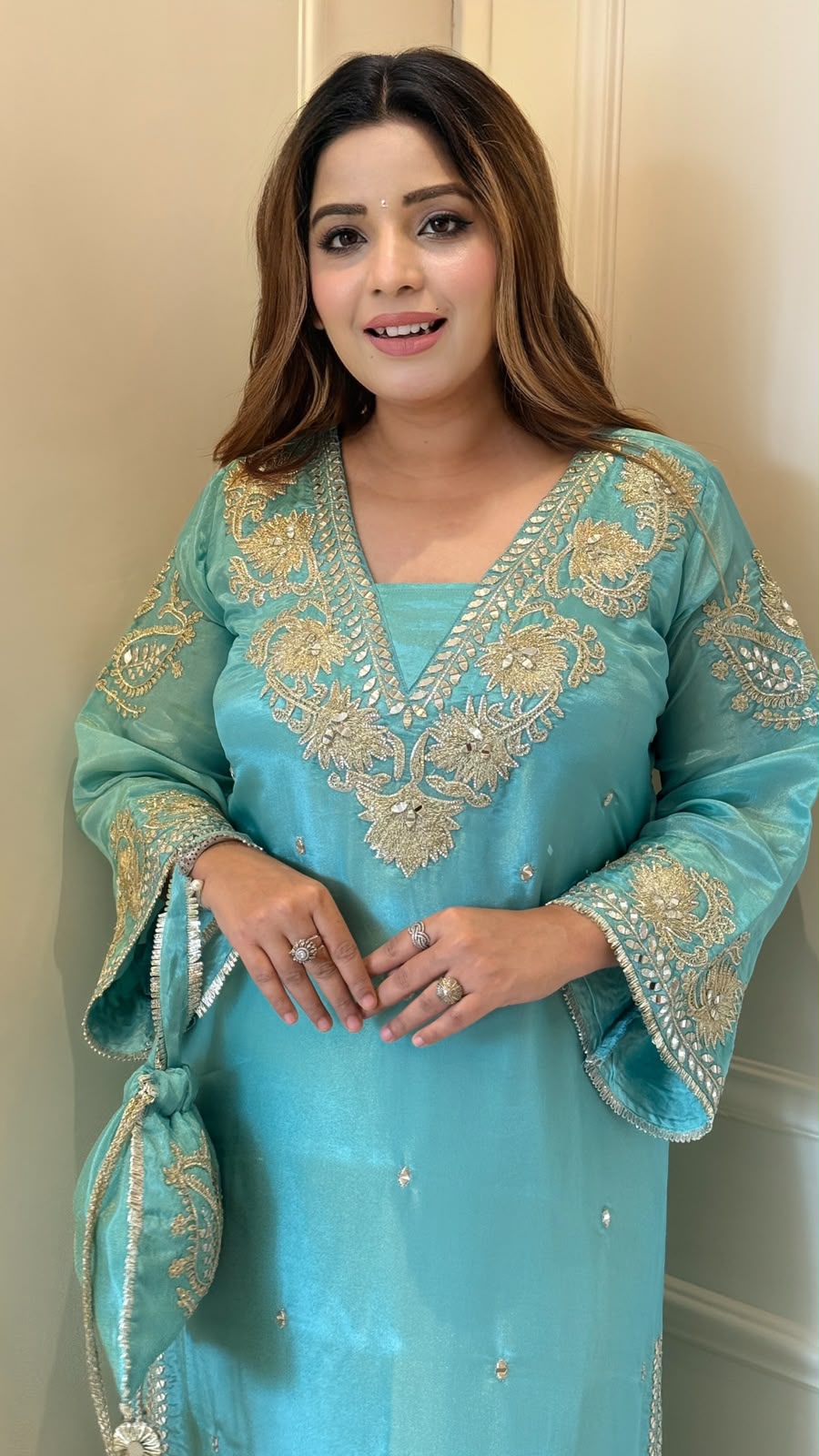 Kashika Shimmer Firaan Set- Blue