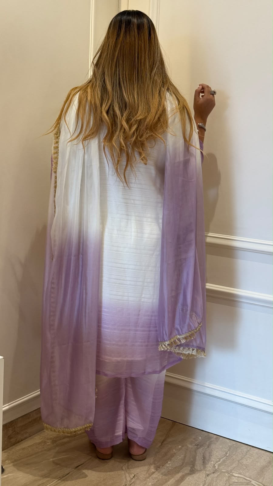 Shanvika Ombre Suit Set- Lavender, Golden