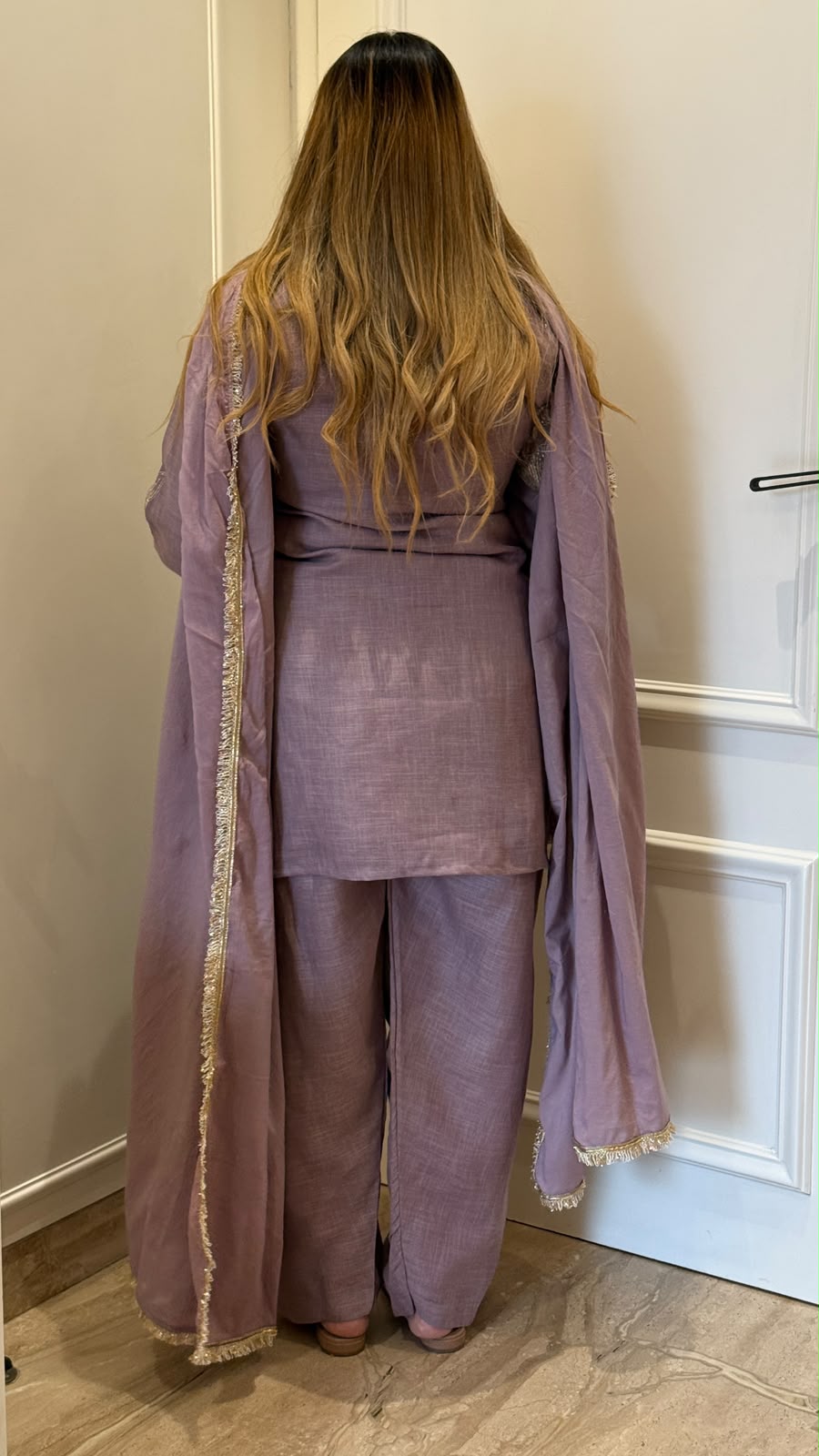 Shreya Cotton Farshi Salwar Set- Lavender, Gold