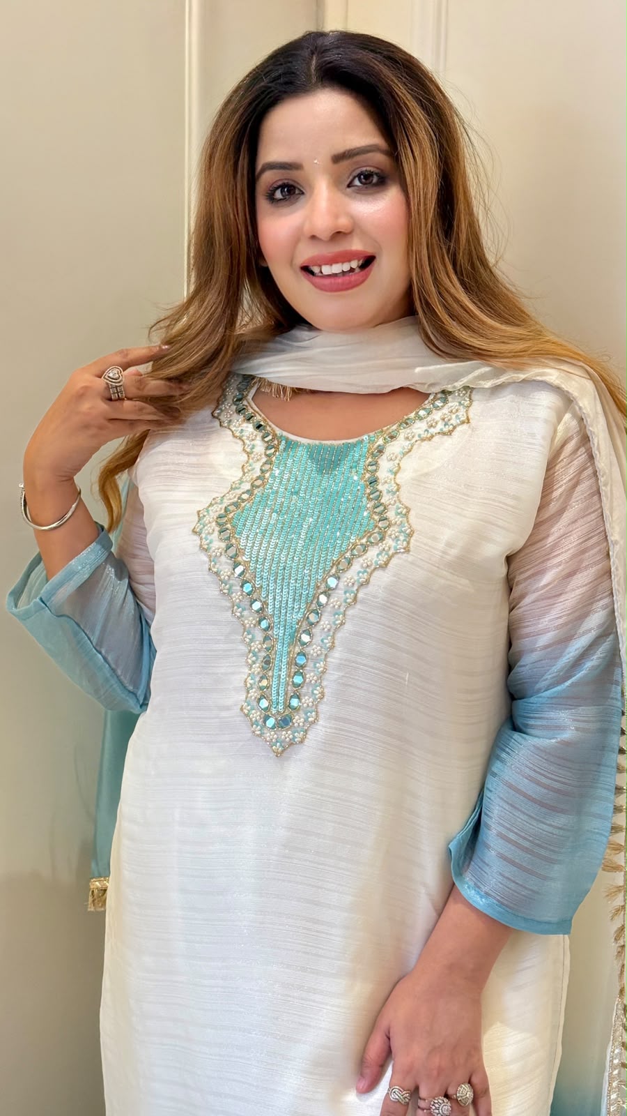 Tiaara Ombre Suit Set- Blue, Pink