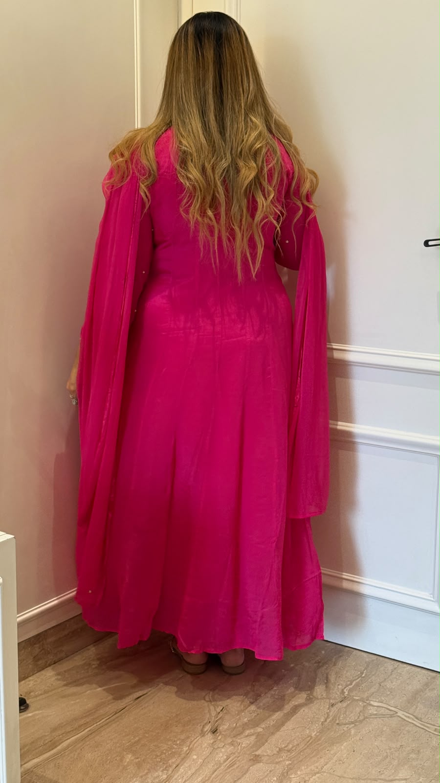 Vedika Chinnon Anarkali Suit Set- Pink, Purple