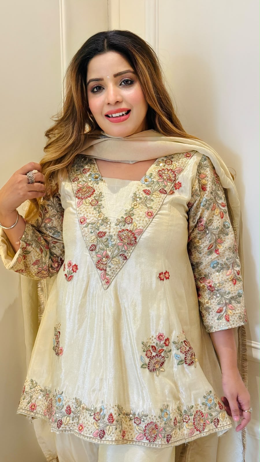 Yashika Farshi Salwar Suit Set- Beige