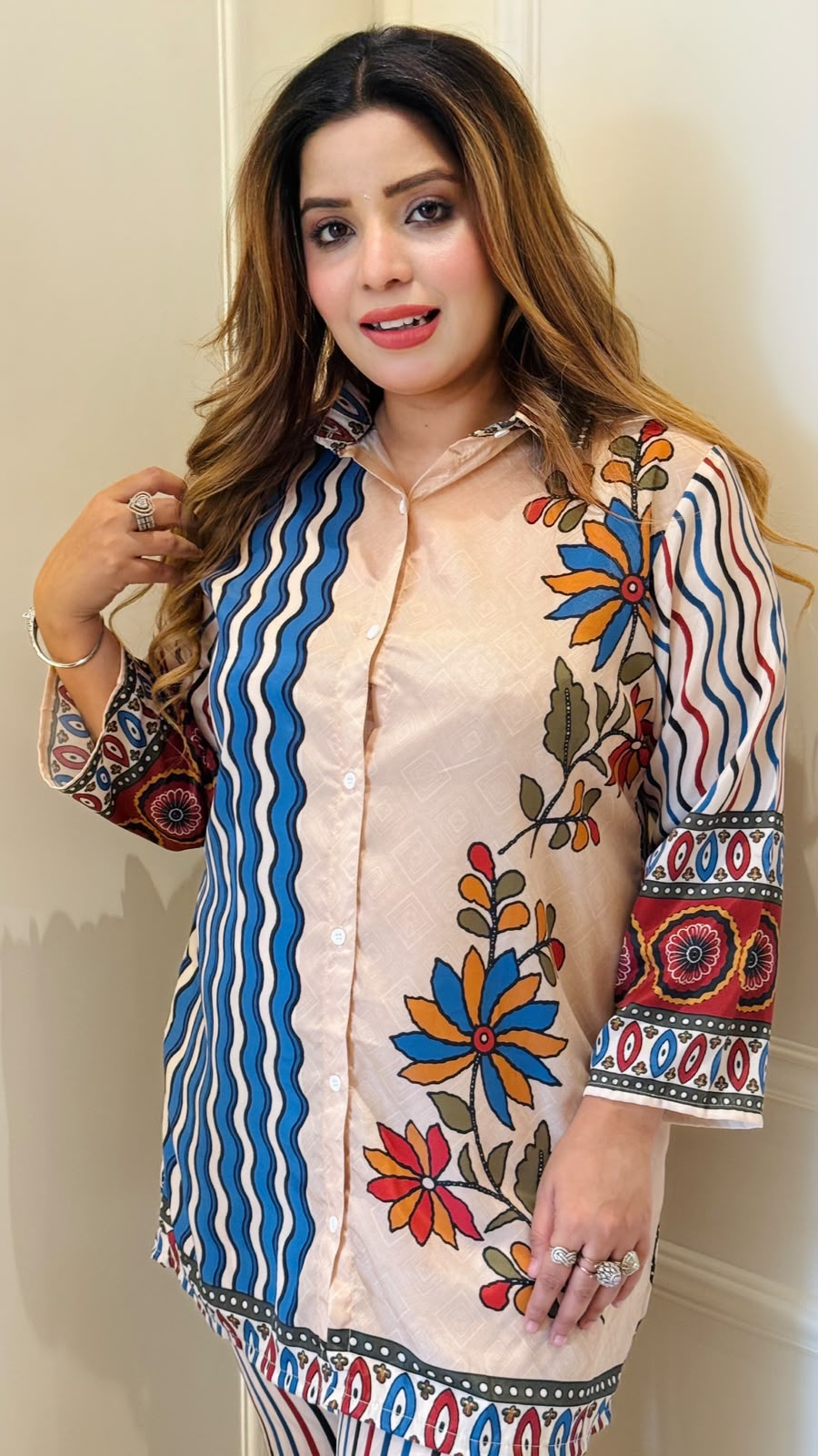 Siyaara Crepe Cordset Beige