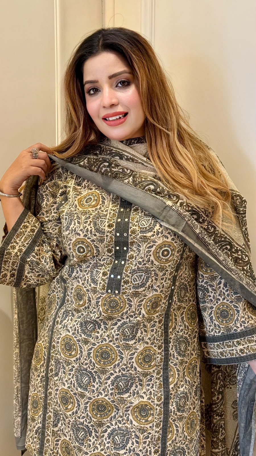 Kairah Cotton Farshi Salwar Suit Set- Brown