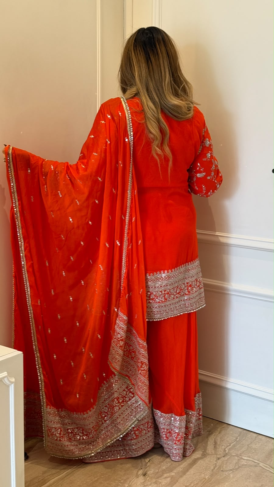 Kriya Sharara Suit Set- Orange