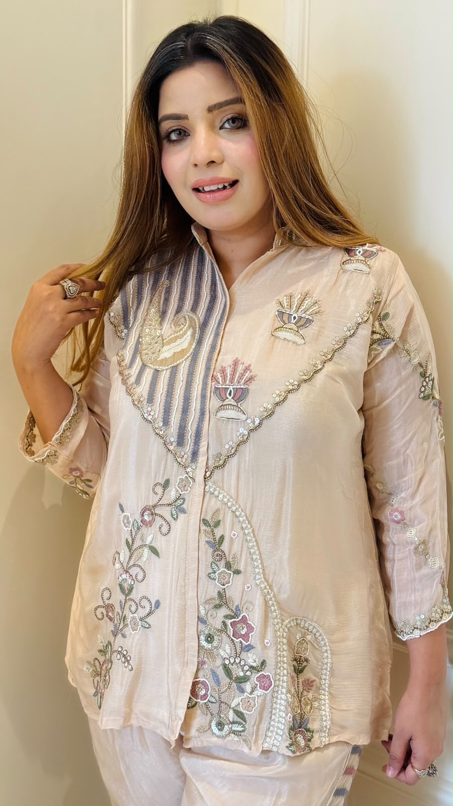 Arshvi Chinnon Cordset- White, Beige, Pink