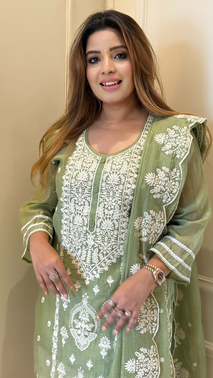 Shaira Farshi Salwar Suit Set- Blue, Yellow, Green, Lavender