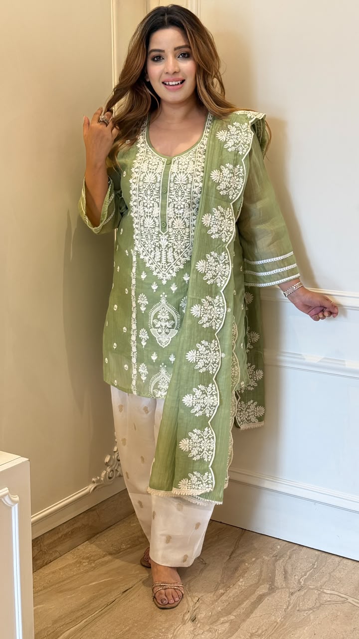 Shaira Farshi Salwar Suit Set- Blue, Yellow, Green, Lavender