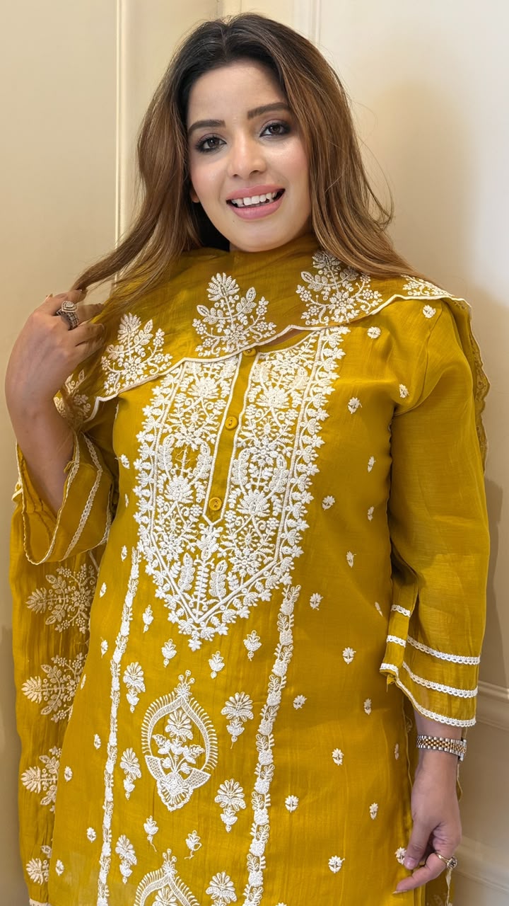 Shaira Farshi Salwar Suit Set- Blue, Yellow, Green, Lavender