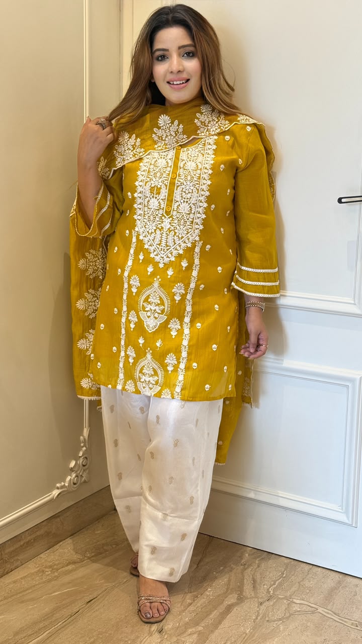 Shaira Farshi Salwar Suit Set- Blue, Yellow, Green, Lavender