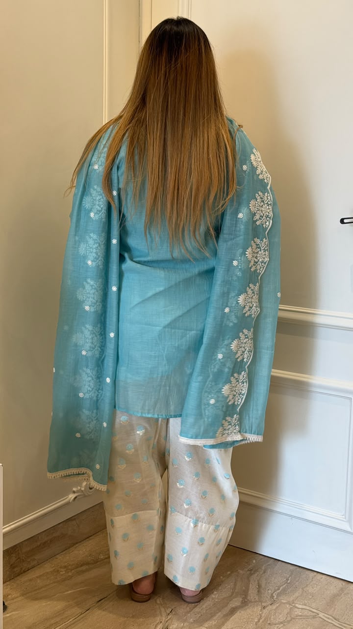 Shaira Farshi Salwar Suit Set- Blue, Yellow, Green, Lavender