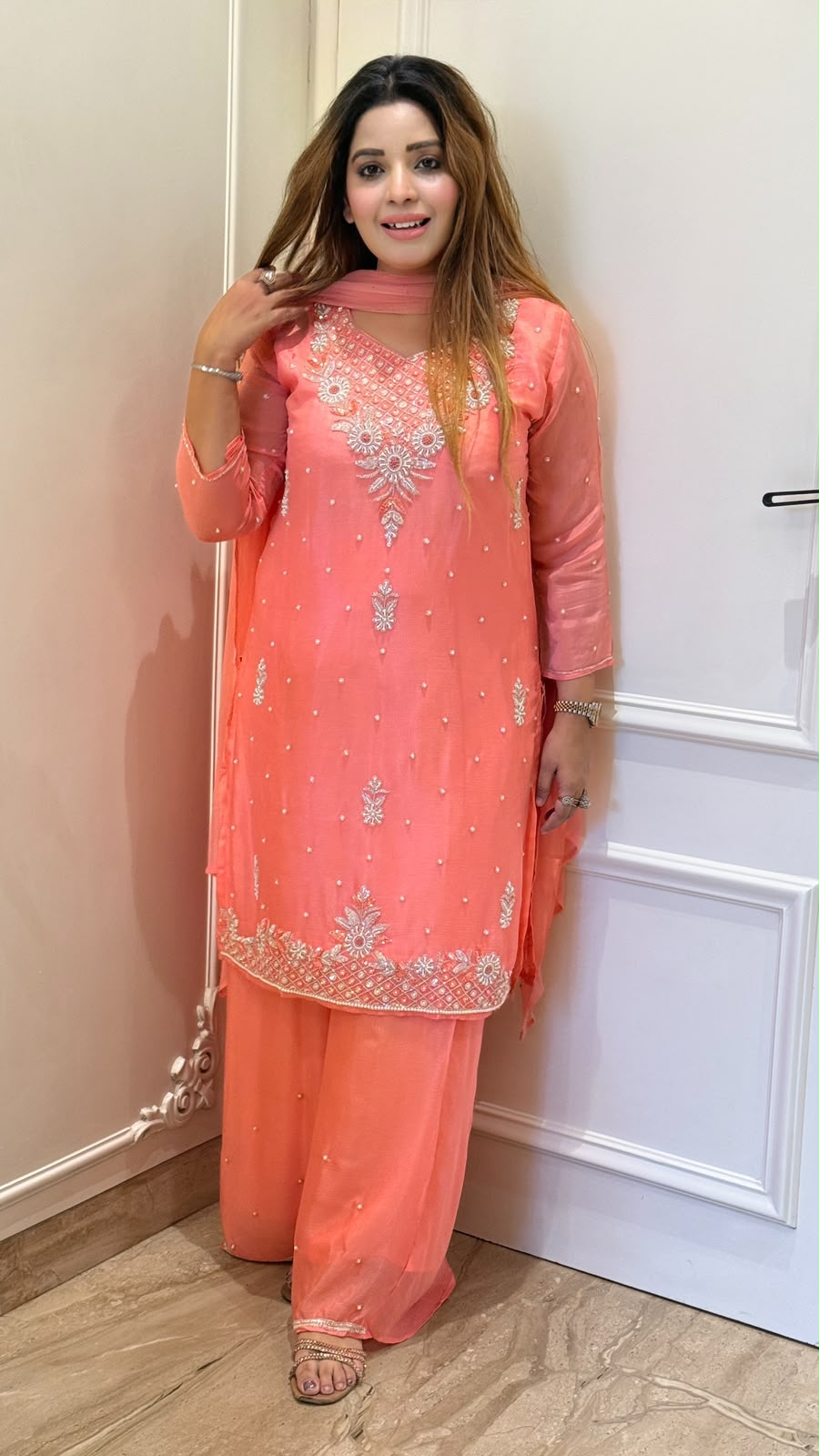 Tia Chinnon Suit Set- Peach