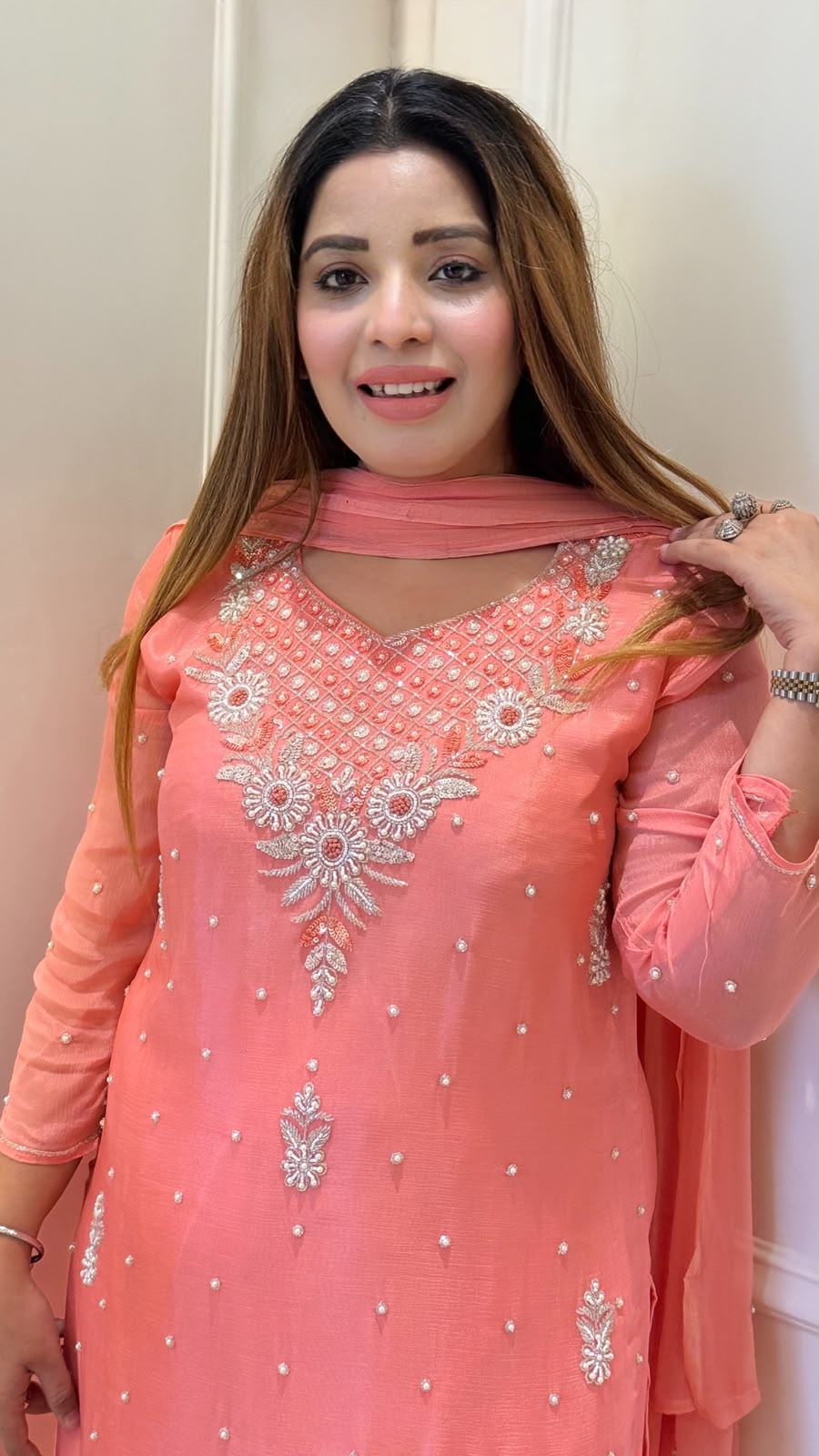 Tia Chinnon Suit Set- Peach