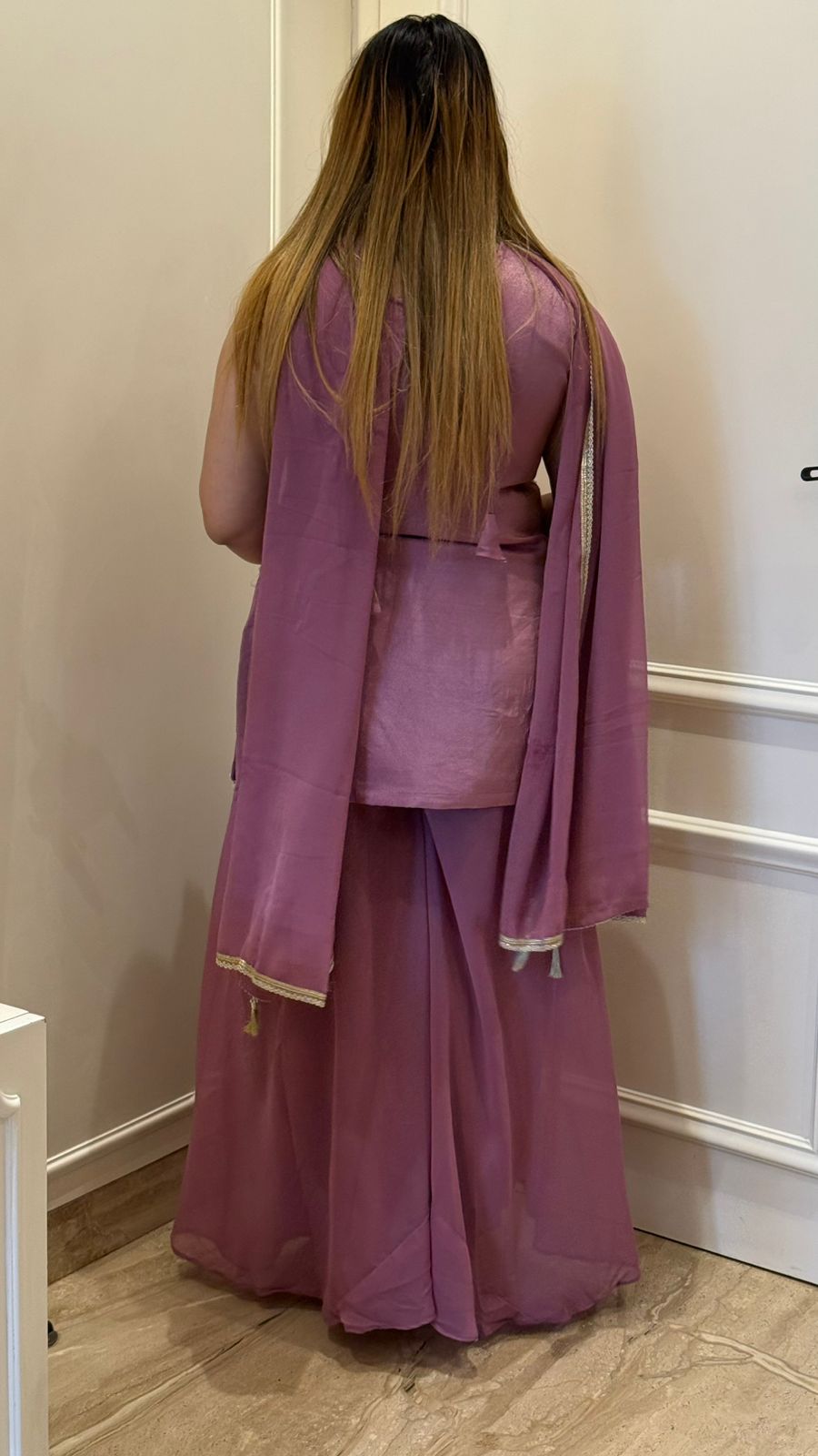 Varenya Palazzo Suit Set- Purple, Blue