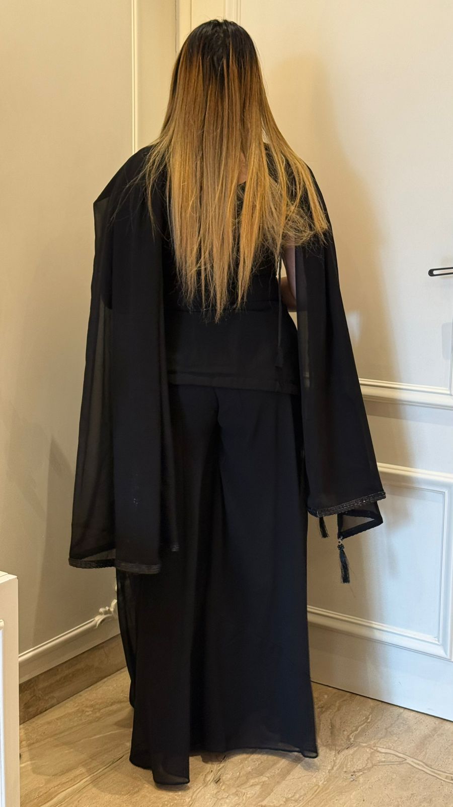 Janya Georgette Palazzo Suit Set- Black
