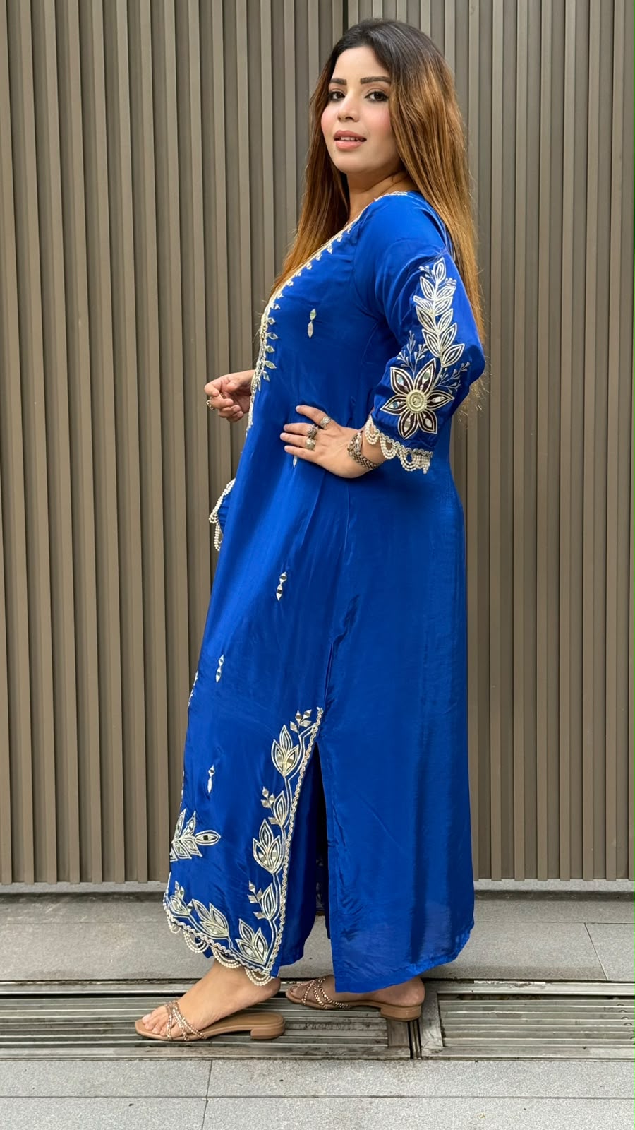 Manya Crepe Firaan Set- Blue
