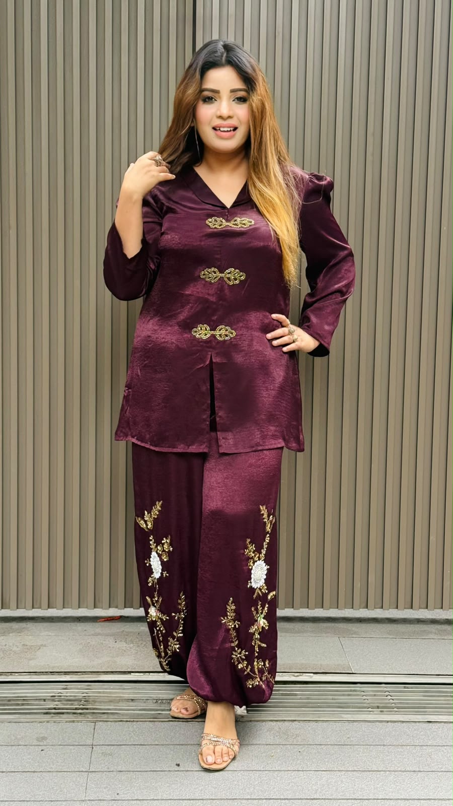 Neya Crepe Indo-Western Cordset- Purple, Blue, Lavender