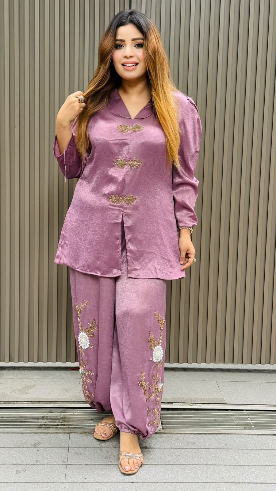 Neya Crepe Indo-Western Cordset- Purple, Blue, Lavender