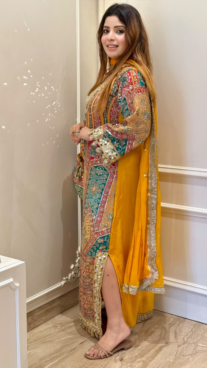 Nivya Crepe Firaan- Yellow, Orange