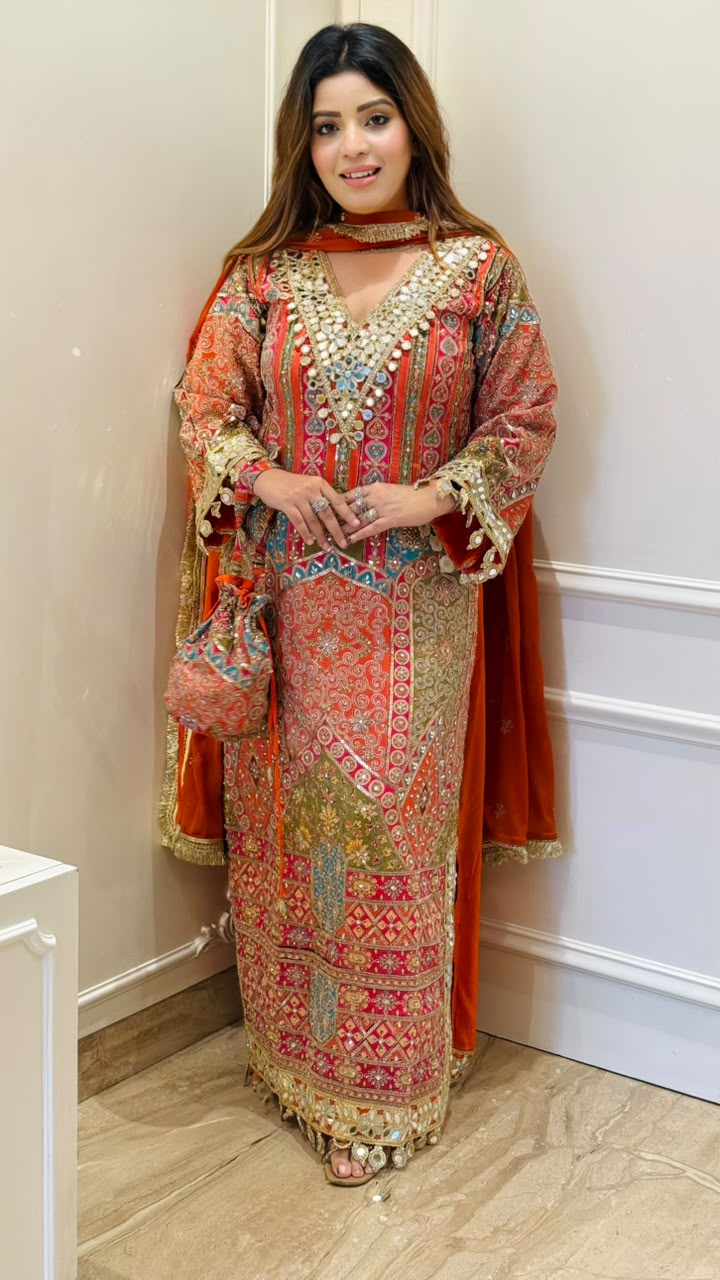 Nivya Crepe Firaan- Yellow, Orange