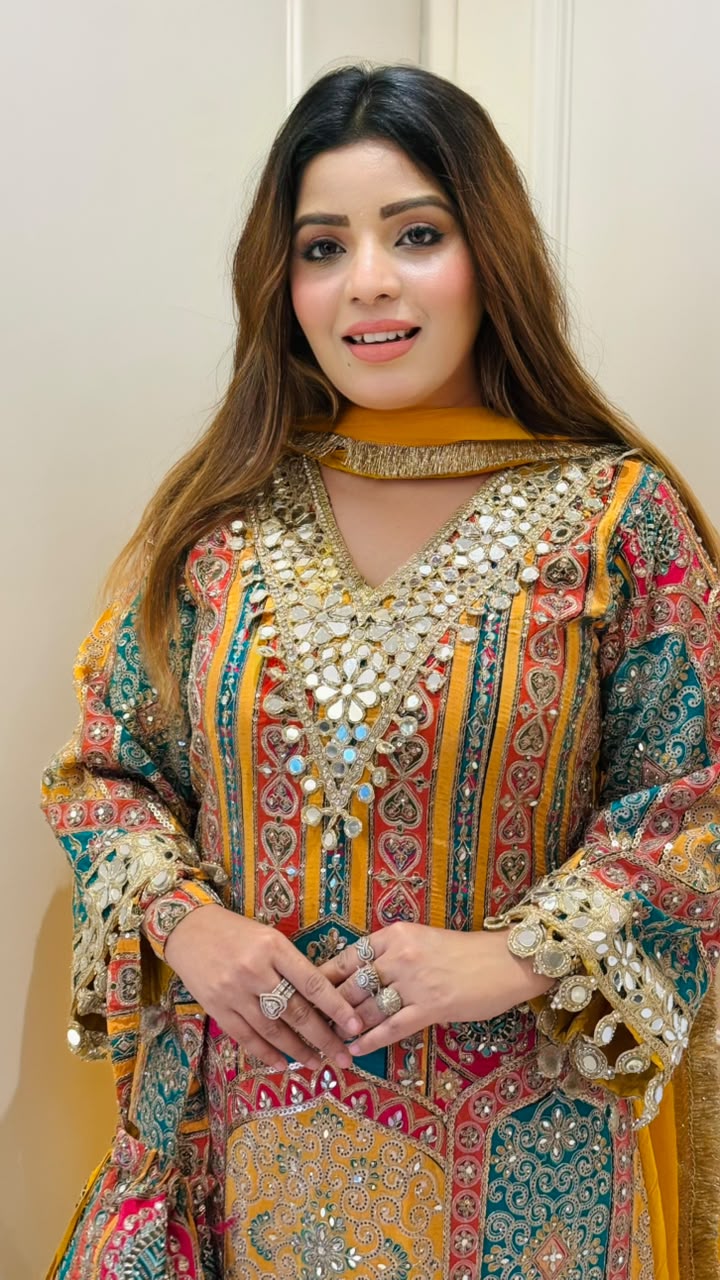 Nivya Crepe Firaan- Yellow, Orange
