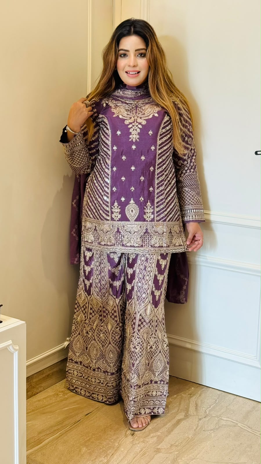 Baani Plazo Suit Set- Pink, Green, Purple