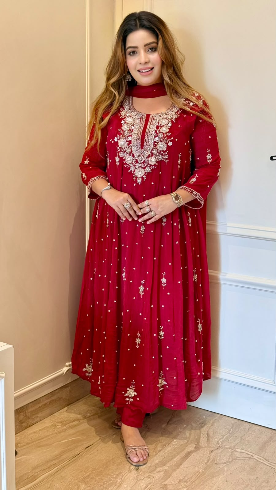 Mahima Chinnon Anarkali Suit Set