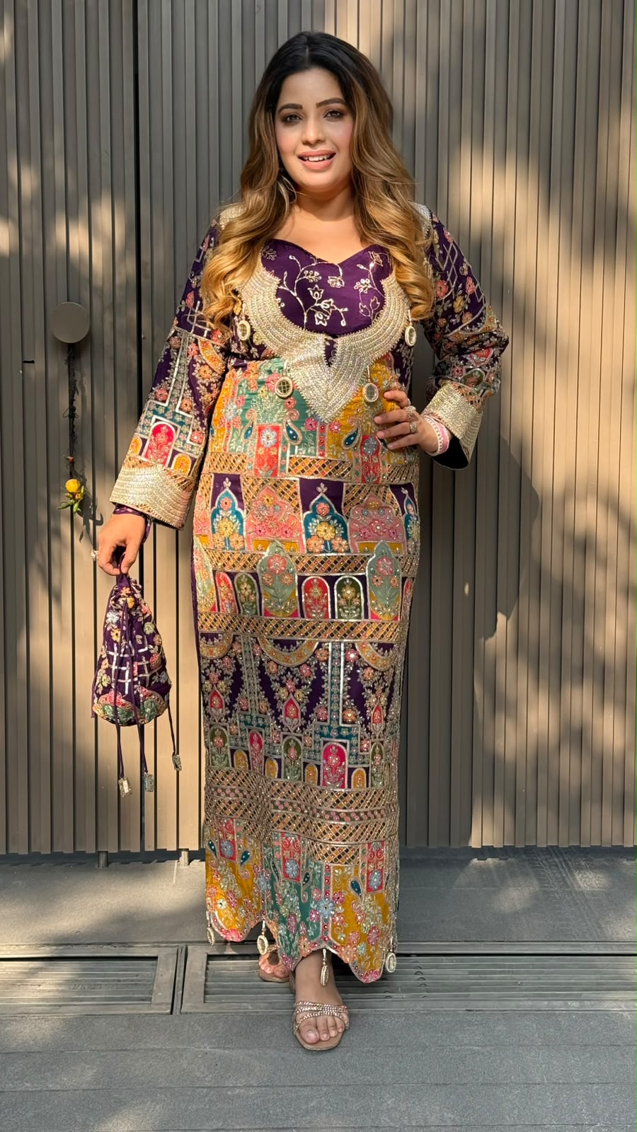 Ruvika Sequin Firaan- Red, Purple