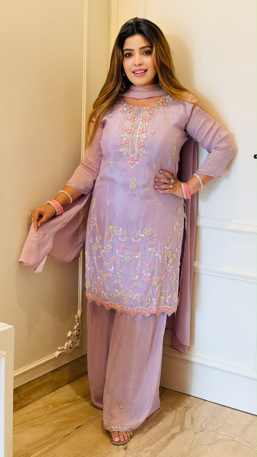 Alka Chinnon Suit Set- Lavender