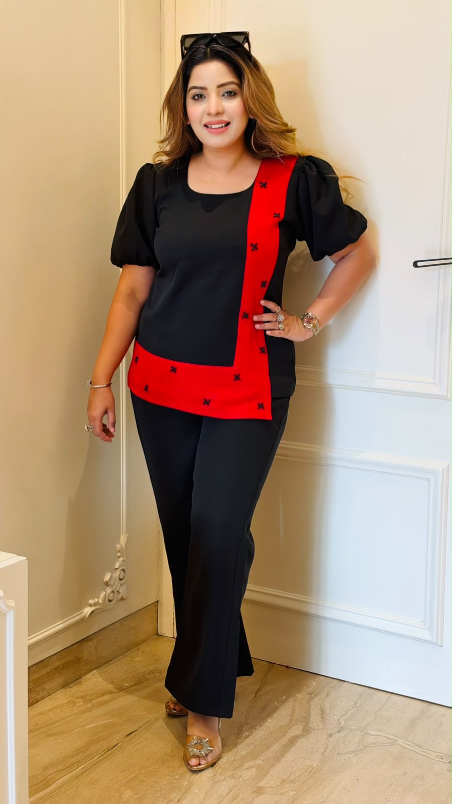 Himani Banana Crepe Cordset- Black