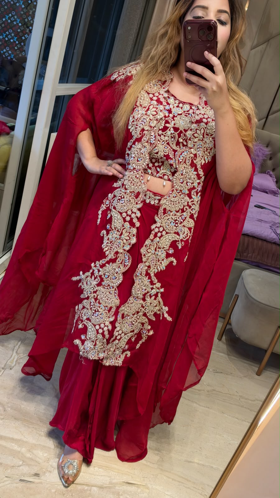 Ishita Indo-Western Dress- Maroon