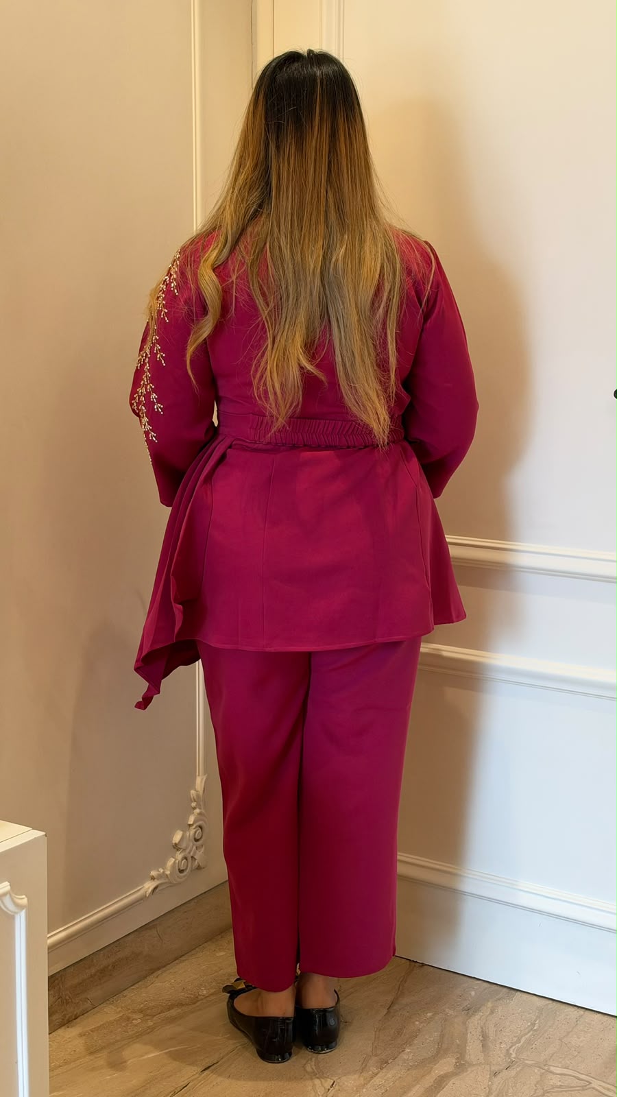 Mohini Banana Crepe Cord Set- Pink, Brown, Black