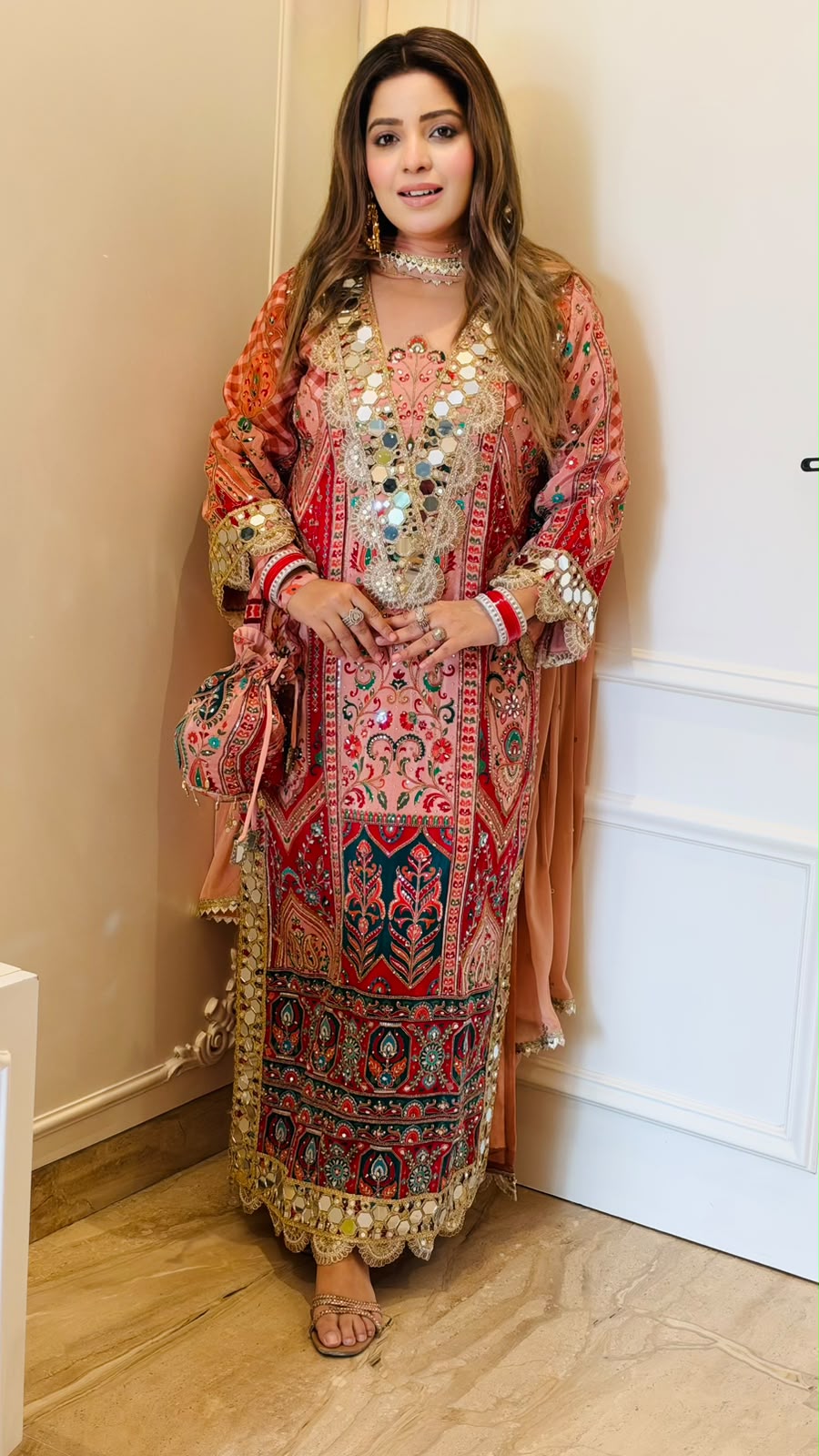 Urmi Firaan Suit Set- Lavender, Pink