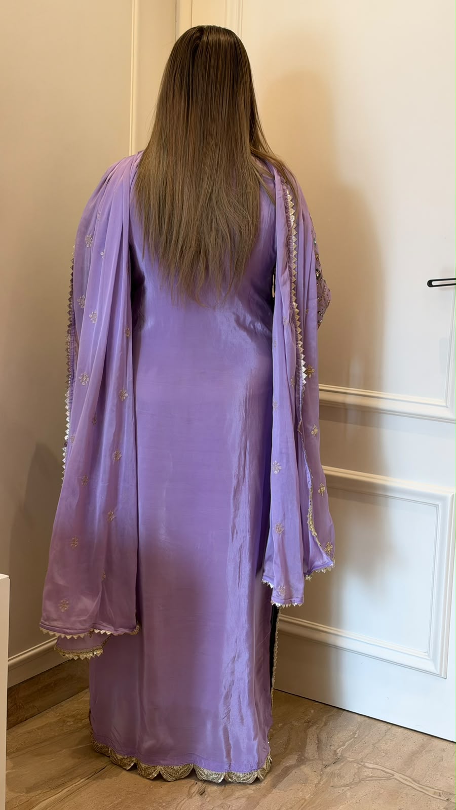 Urmi Firaan Suit Set- Lavender, Pink