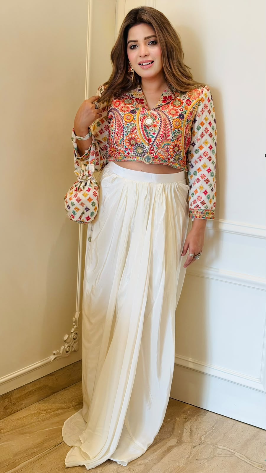 Vibha Crepe Indo-Western Dhoti Dress- Black, White