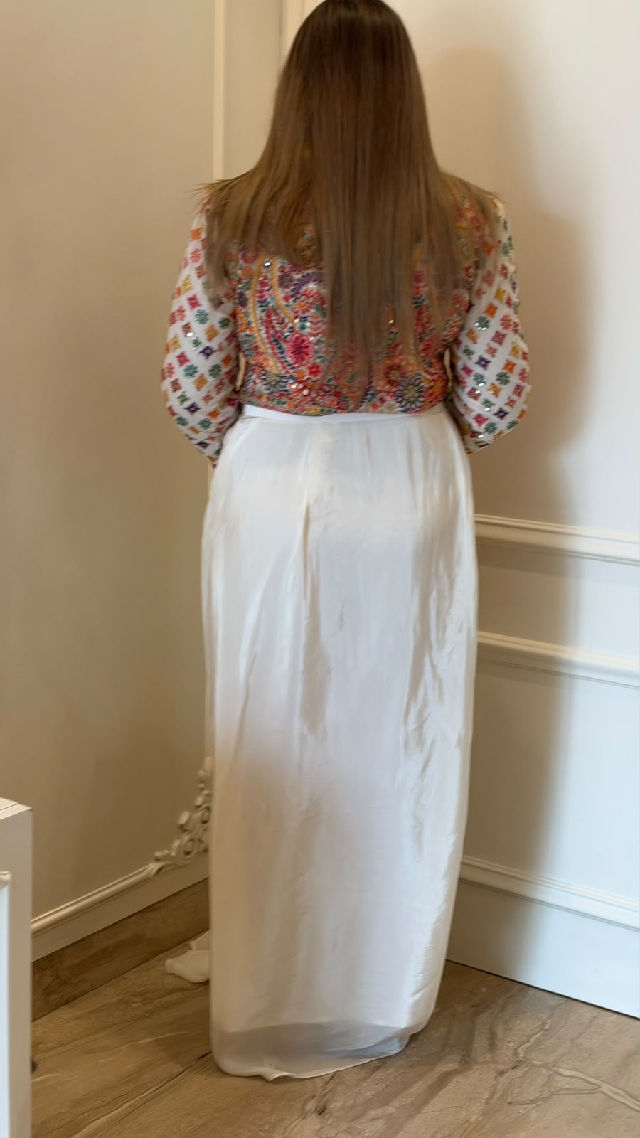 Vibha Crepe Indo-Western Dhoti Dress- Black, White