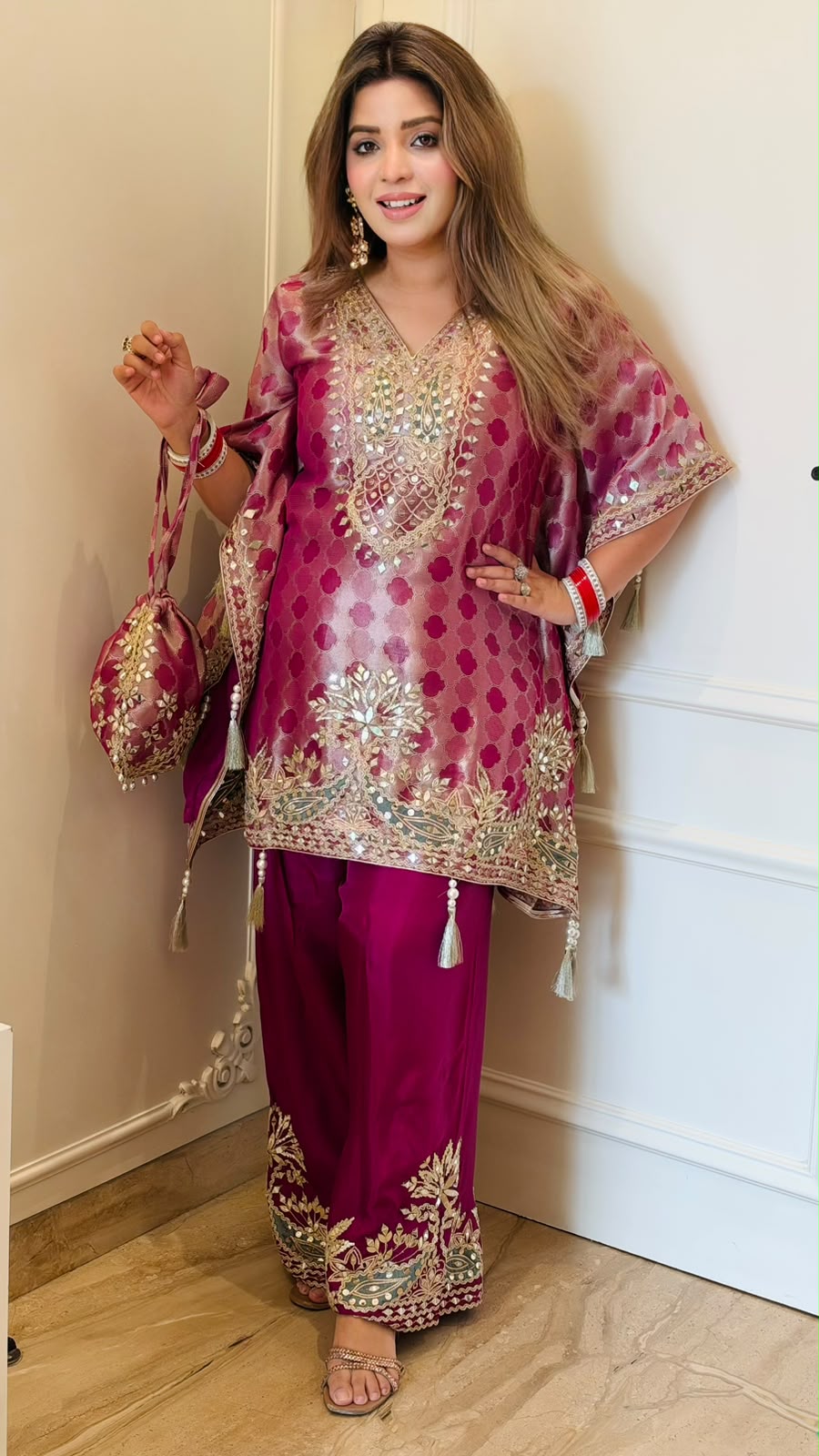 Vidisha Banarsi Farshi Salwar- Purple, Orange, Red
