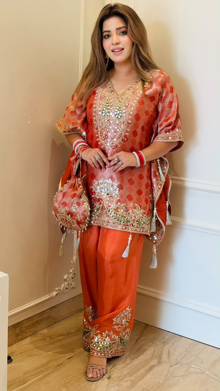 Vidisha Banarsi Farshi Salwar- Purple, Orange, Red