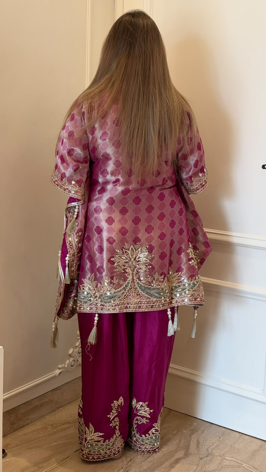 Vidisha Banarsi Farshi Salwar- Purple, Orange, Red