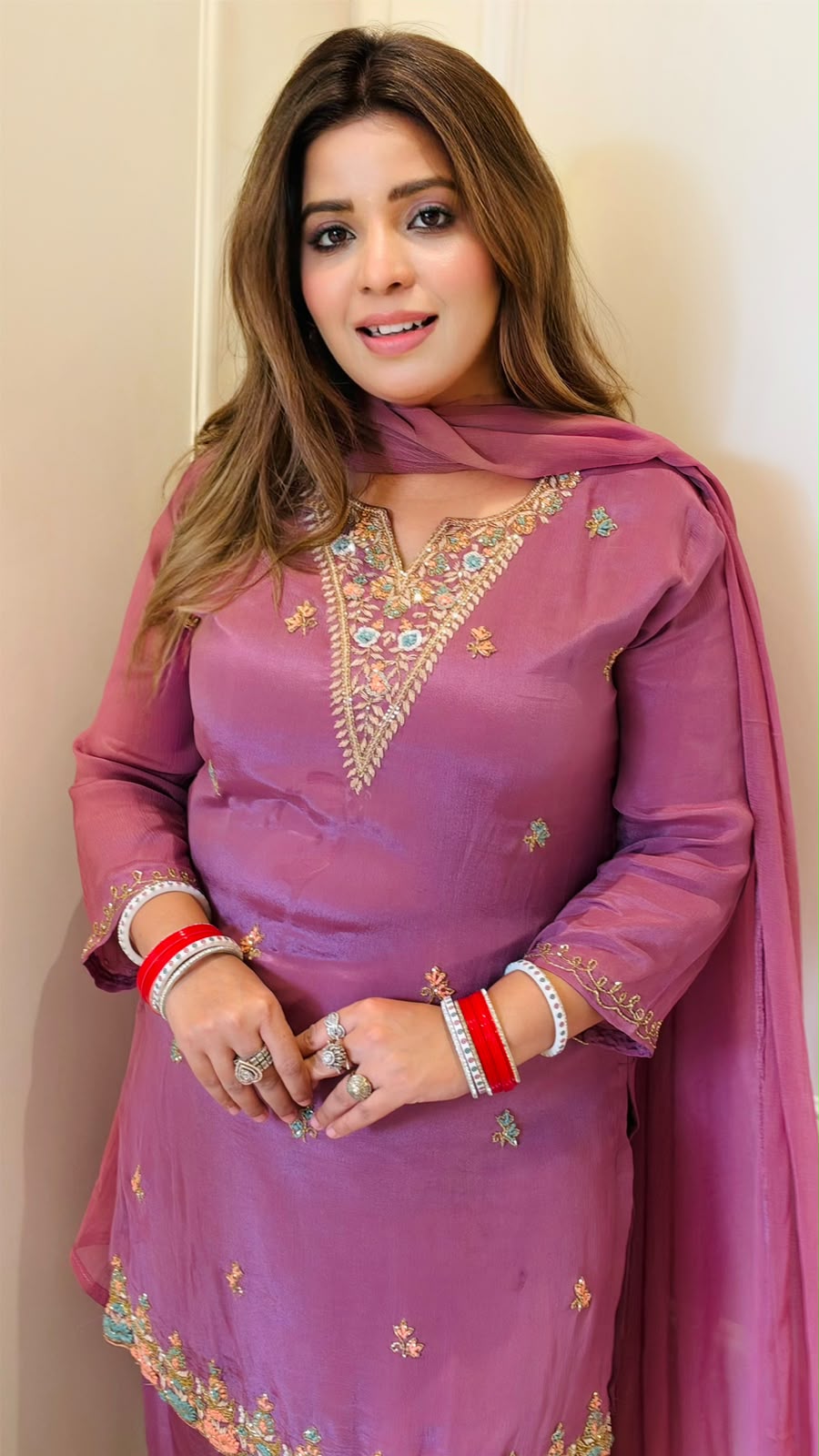Ipshita Viscose Georgette Suit Set- Lavender