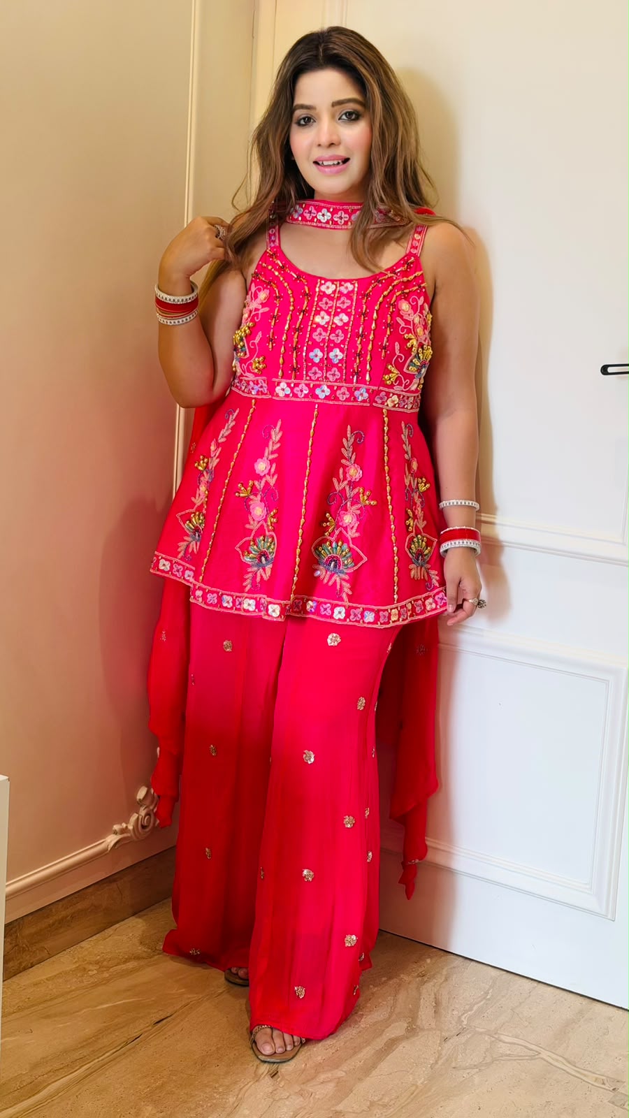 Sohini Chinnon Indo-Western Set- Blue, Yellow, Pink