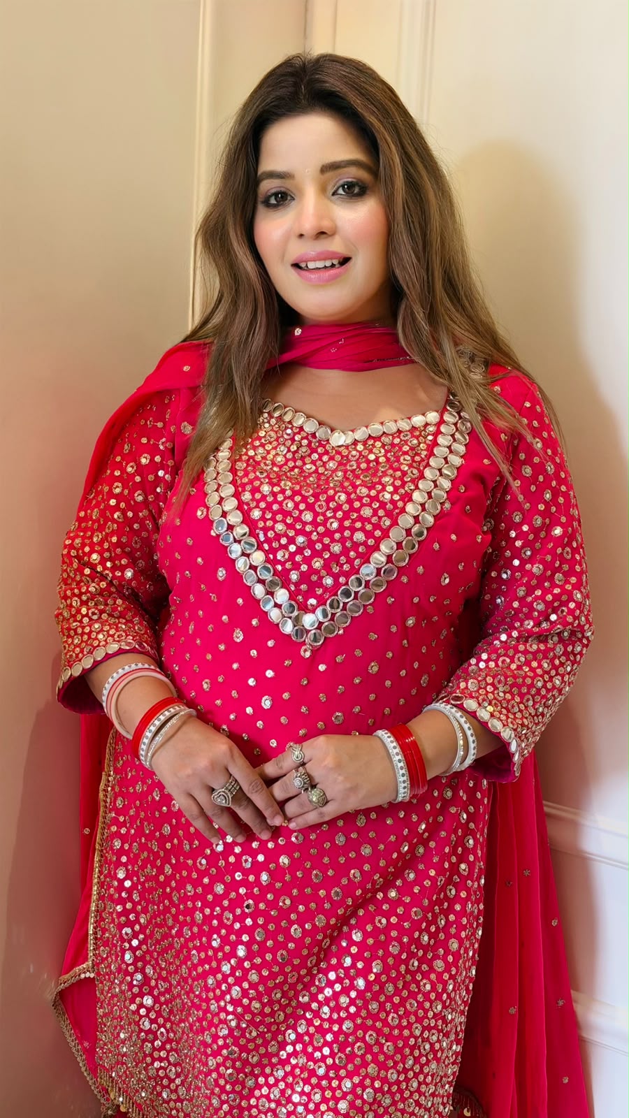 Tiyasha Viscose Palazo Set- Red, Pink, Beige