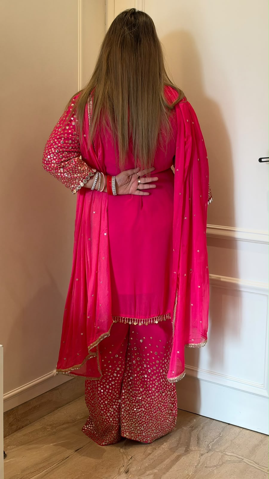 Tiyasha Viscose Palazo Set- Red, Pink, Beige